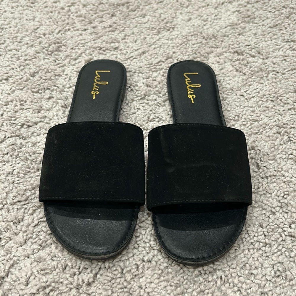Addison Black Nubuck Slide Sandals